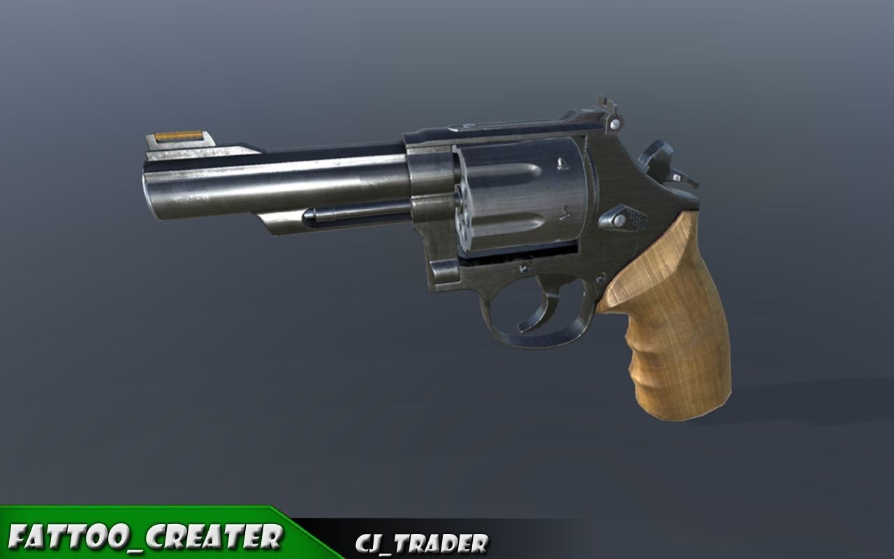 SM557 Revolver 44 Magnum Low-poly 3D model Low-poly 3D model_4