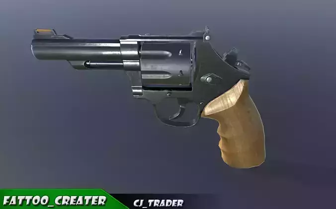 SM557 Revolver 44 Magnum Low-poly 3D model Low-poly 3D model