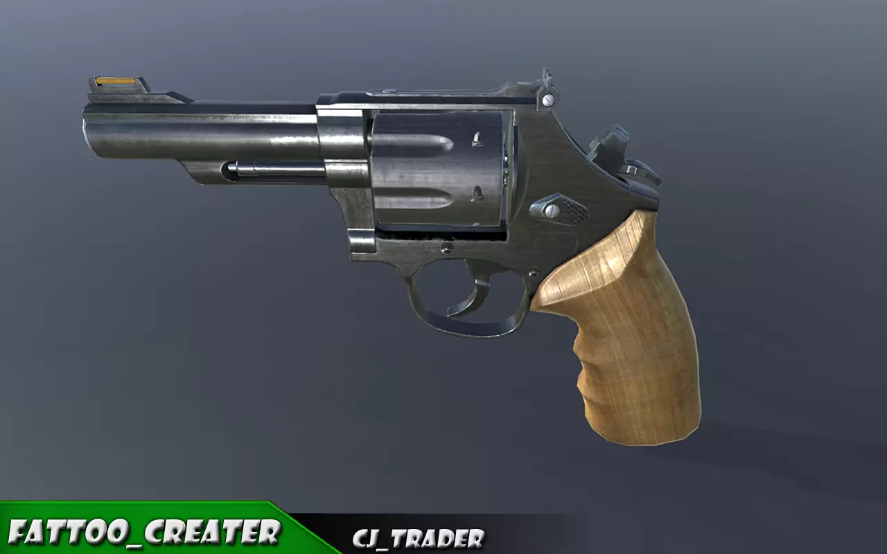SM557 Revolver 44 Magnum Low-poly 3D model Low-poly 3D model_0