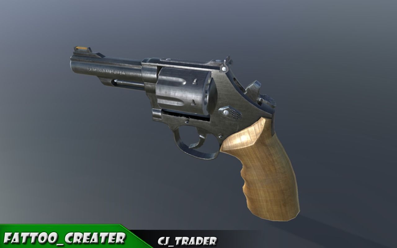 SM557 Revolver 44 Magnum Low-poly 3D model Low-poly 3D model_3