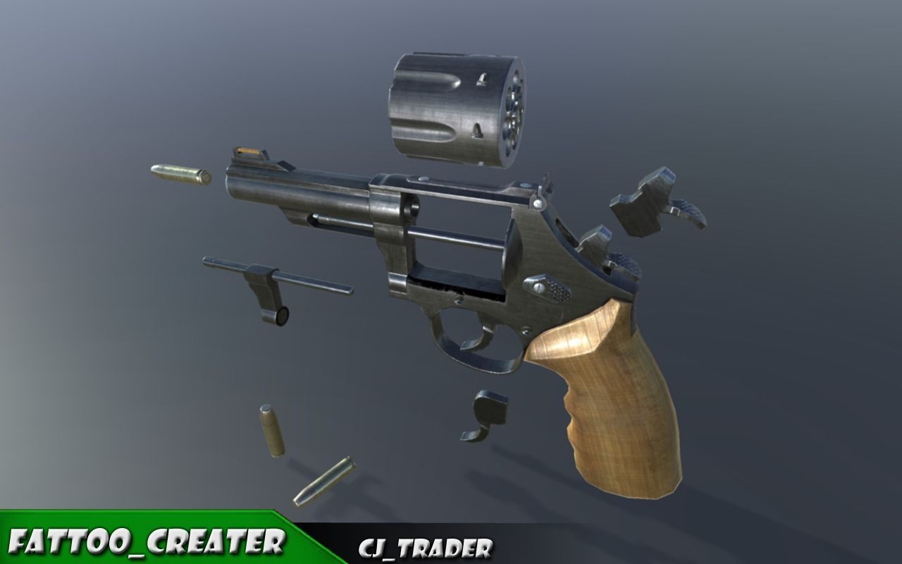 Pistol Pack Lowpoly Collection 3D Model _7