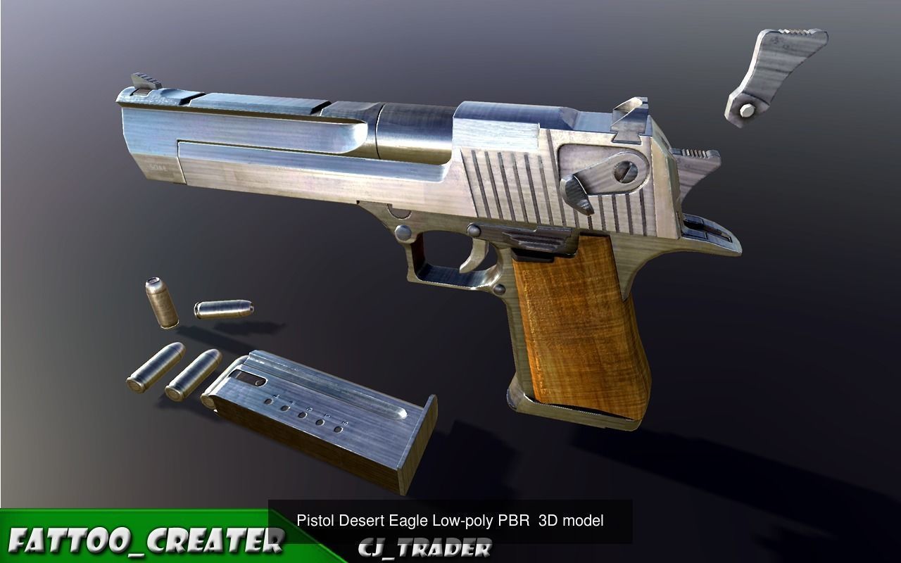 Pistol Pack Lowpoly Collection 3D Model _2