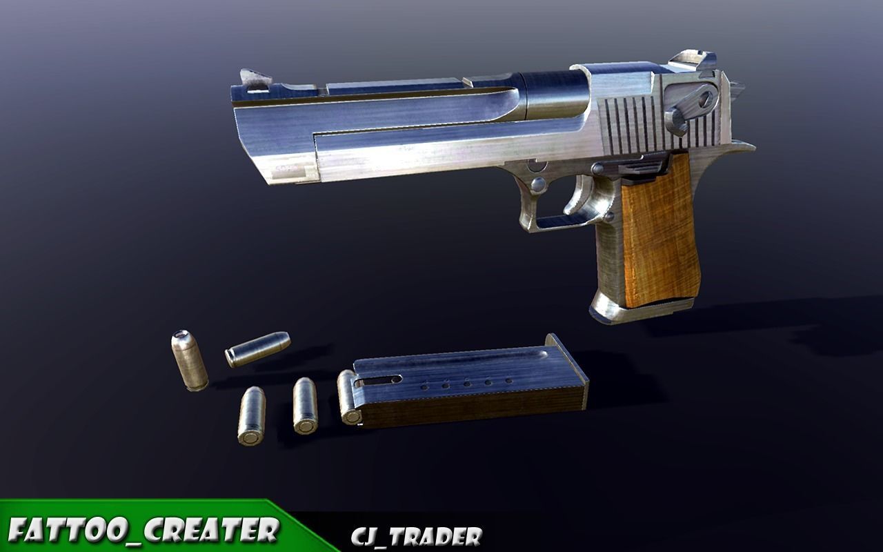 Pistol Pack Lowpoly Collection 3D Model _5