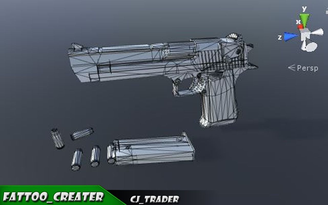 Pistol Pack Lowpoly Collection 3D Model _9