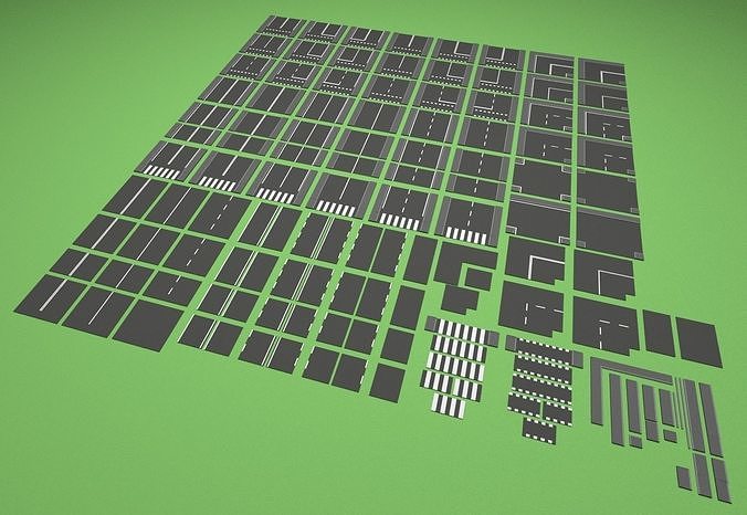 Types of roads Low-poly 3D model