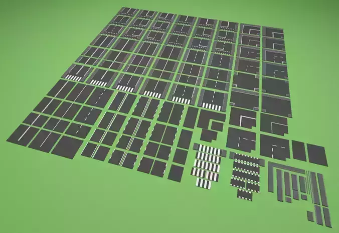 Types of roads Low-poly 3D model