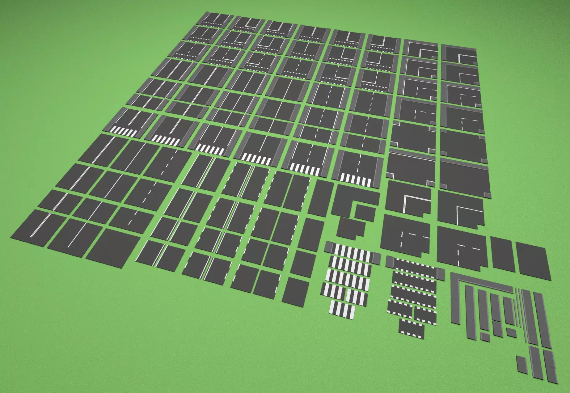Types of roads Low-poly 3D model_0