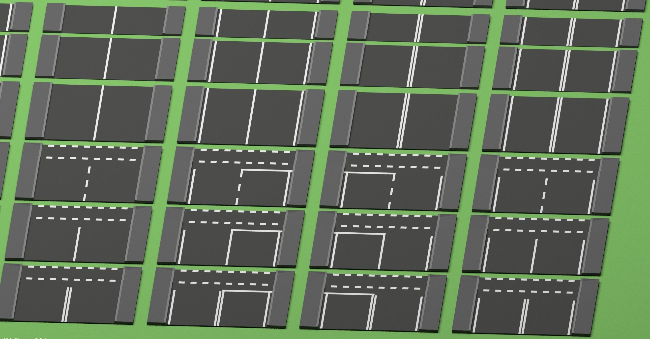 Types of roads Low-poly 3D model_4