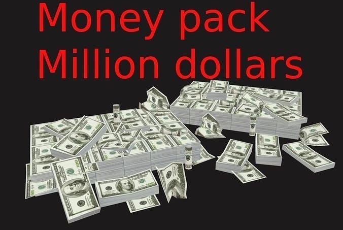 Low poly money pack million dollars for price of 4 dollars Low-poly 3D model