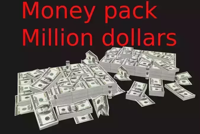 Low poly money pack million dollars for price of 4 dollars Low-poly 3D model