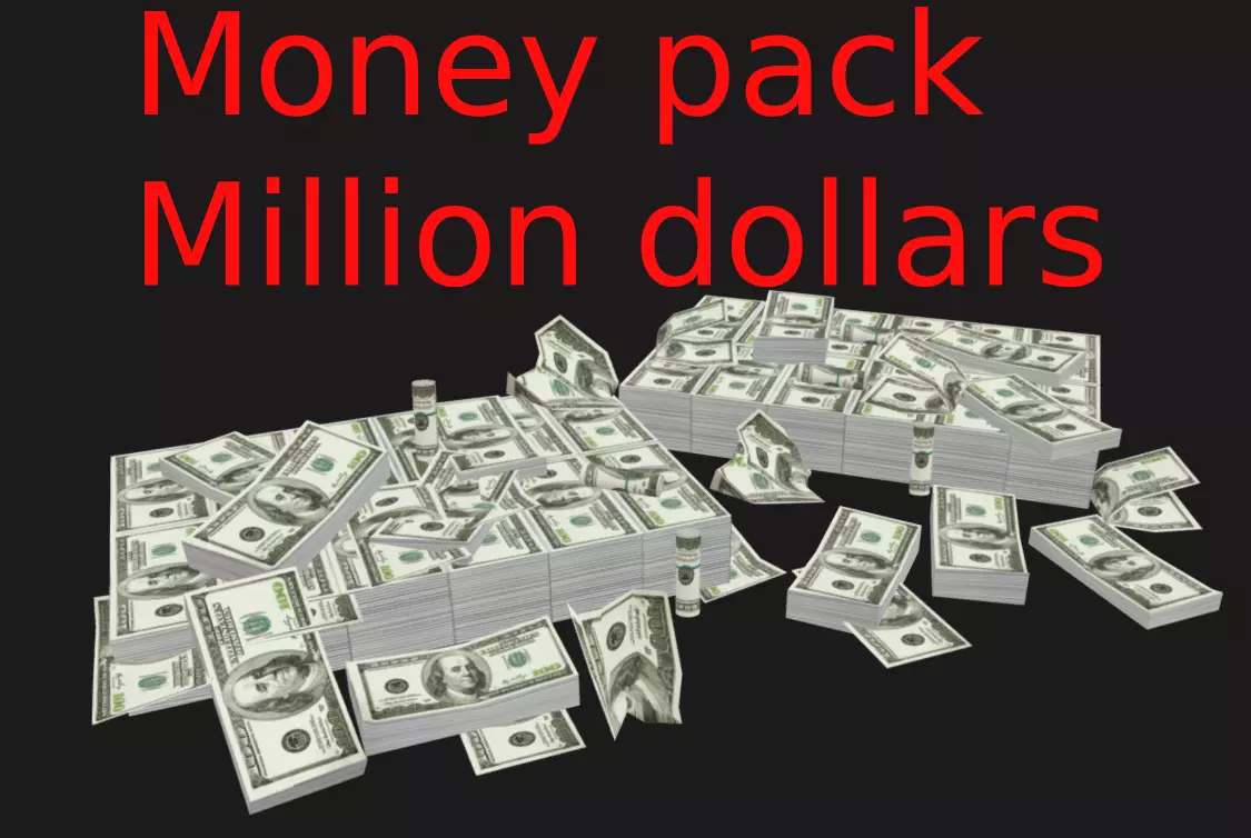 Low poly money pack million dollars for price of 4 dollars Low-poly 3D model_0