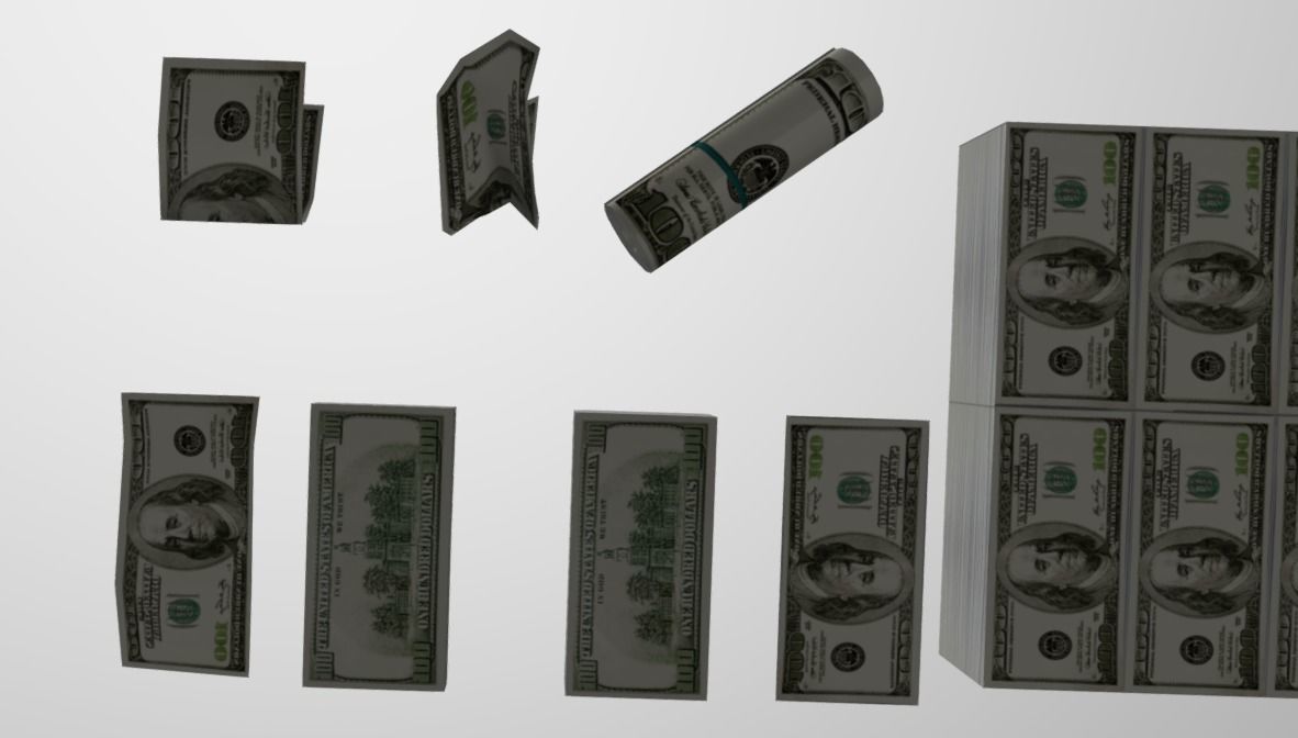 Low poly money pack million dollars for price of 4 dollars Low-poly 3D model_7