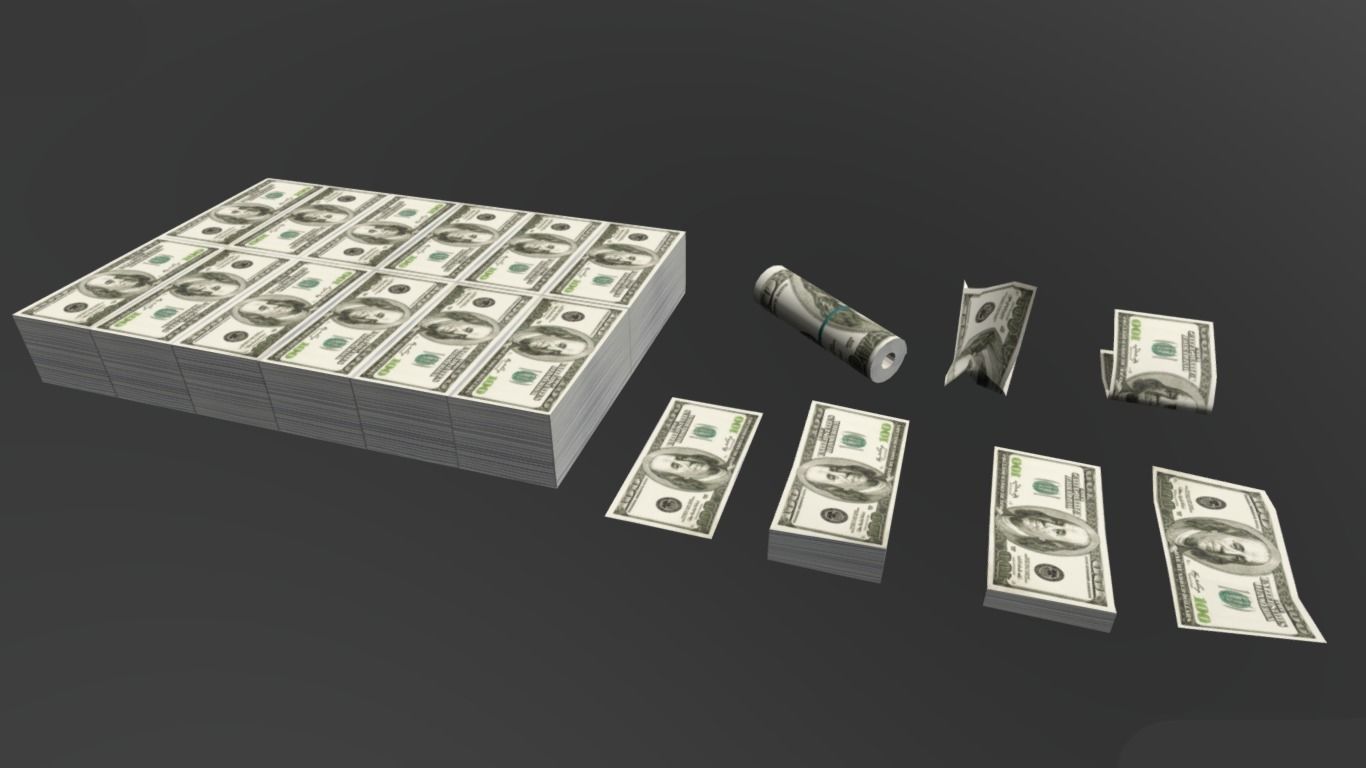 Low poly money pack million dollars for price of 4 dollars Low-poly 3D model_4