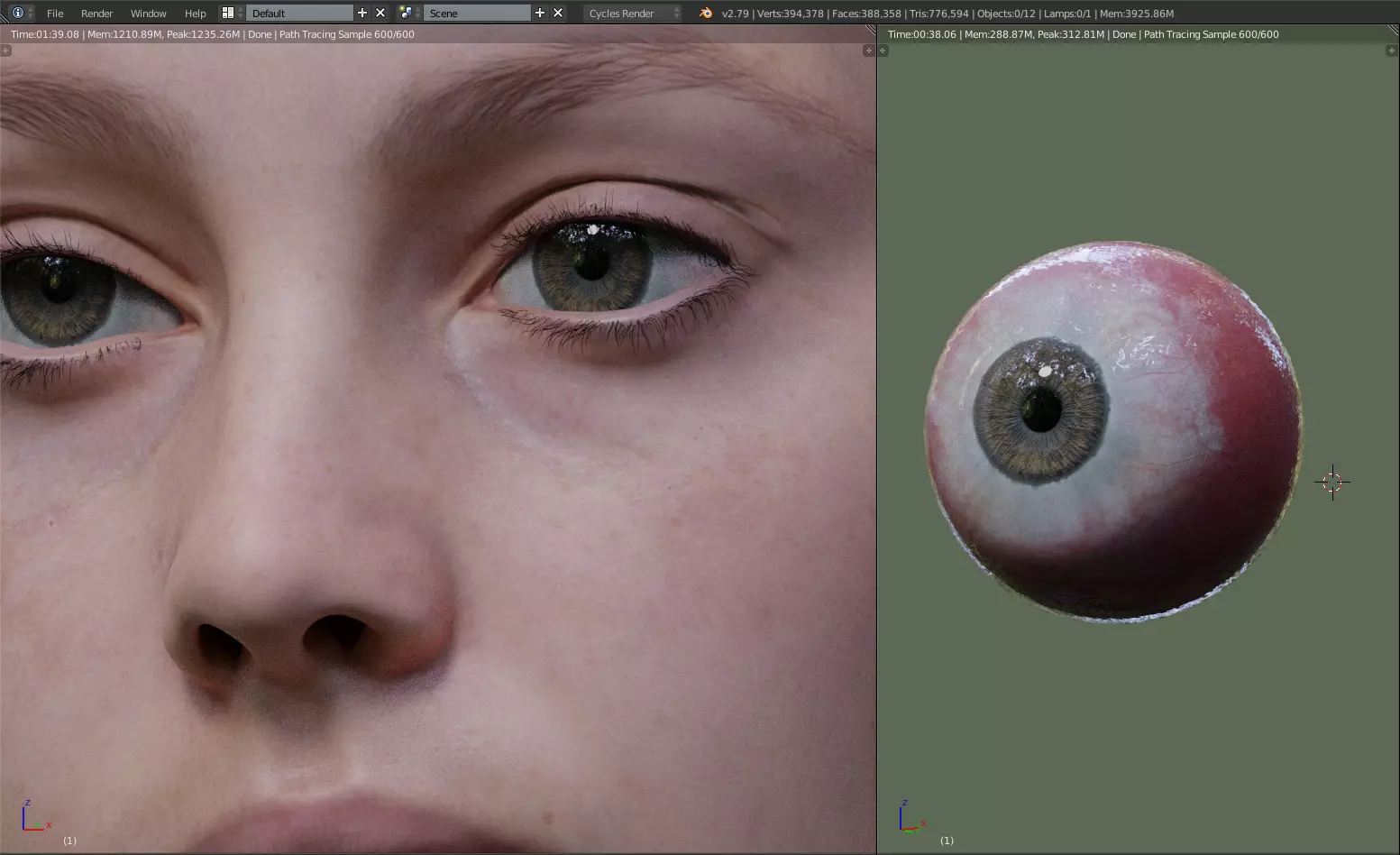 Realistic 3D hand painted Eyes Low-poly 3D model