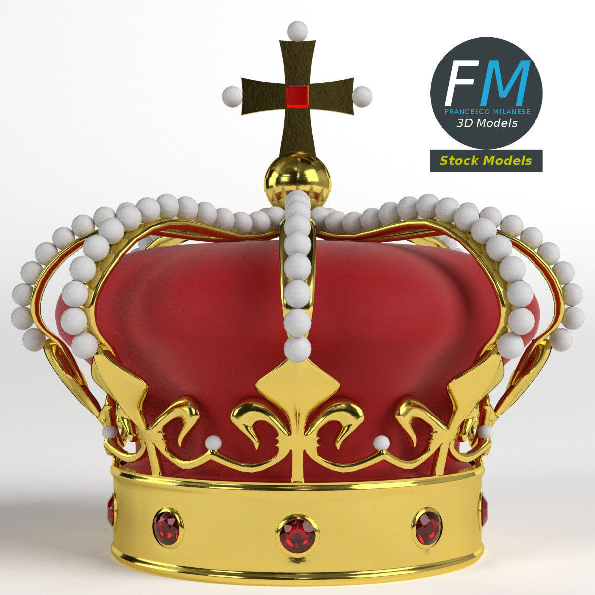 Imperial crown with orb and cross 3D model_3