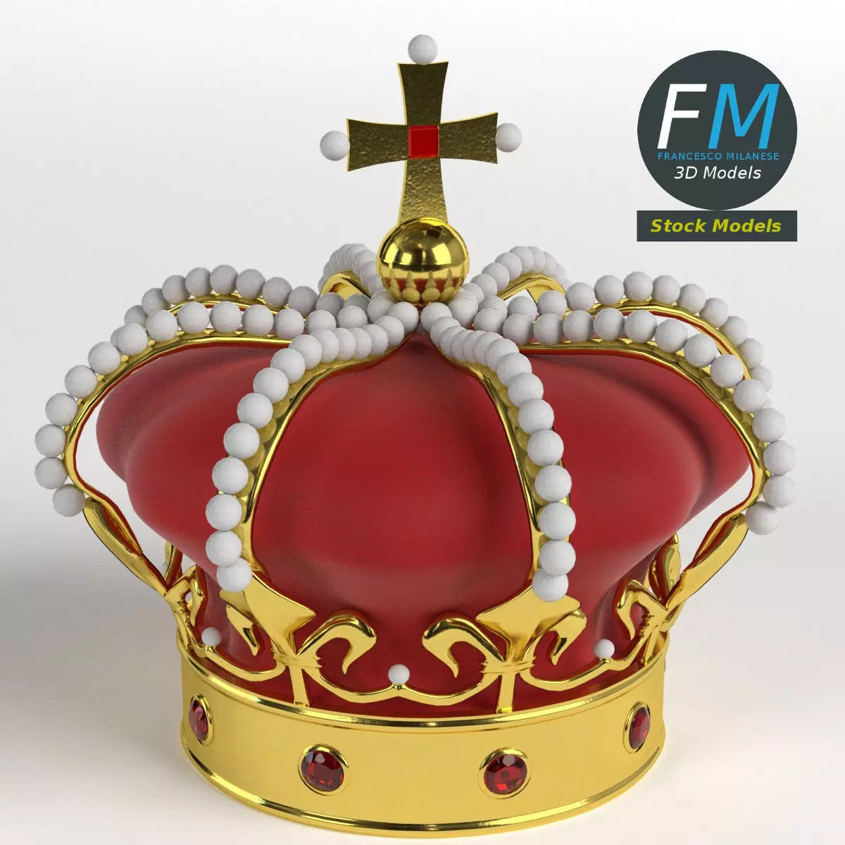 Imperial crown with orb and cross 3D model_0