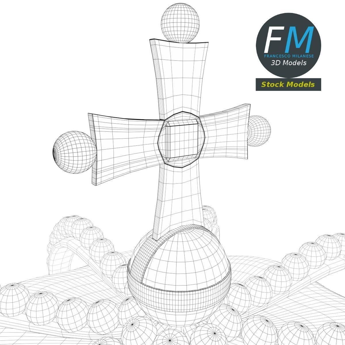 Imperial crown with orb and cross 3D model_8