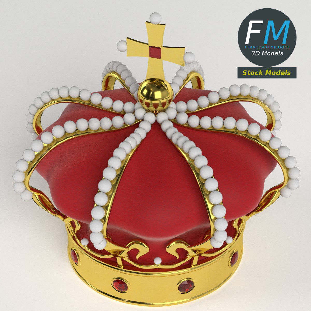Imperial crown with orb and cross 3D model_2