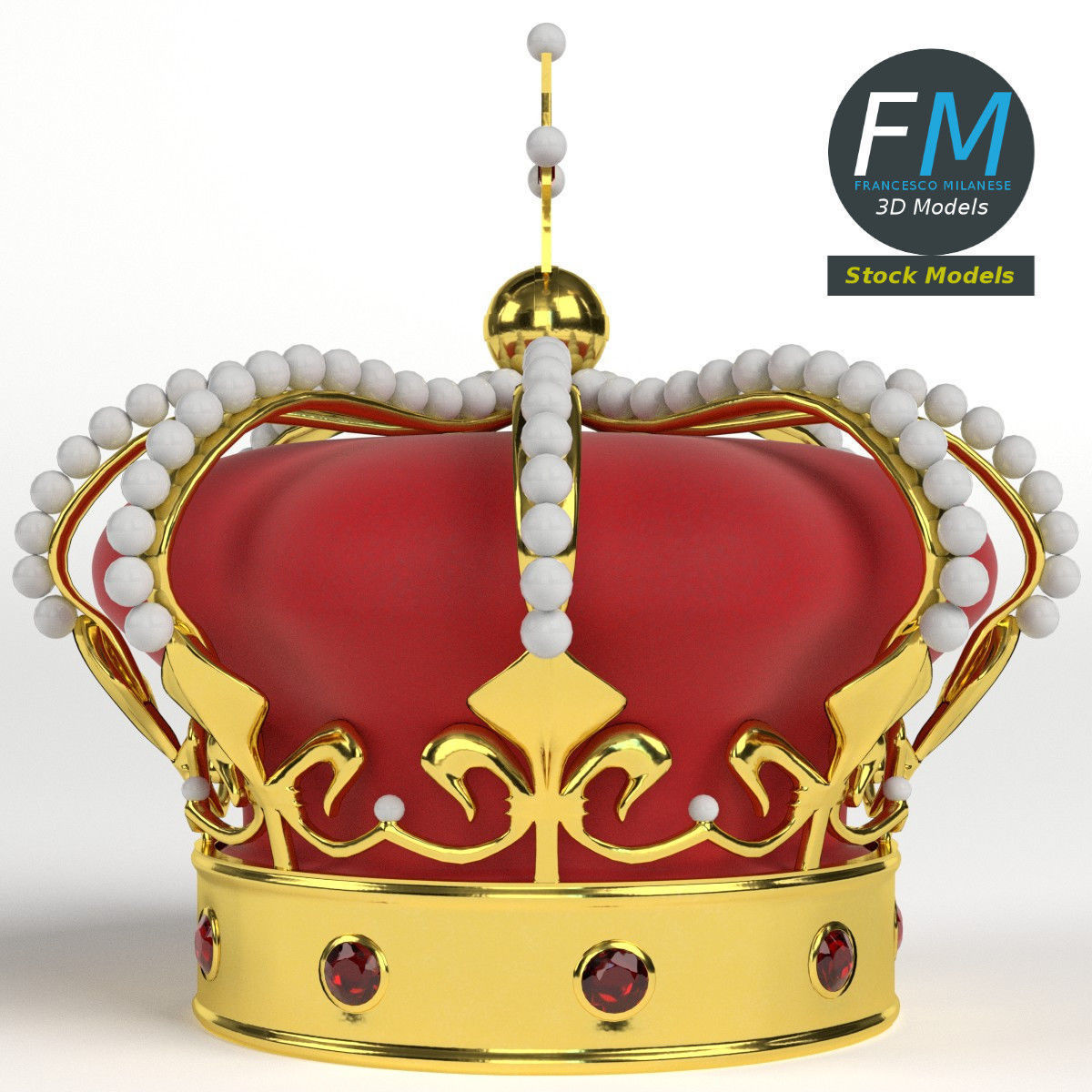 Imperial crown with orb and cross 3D model_4