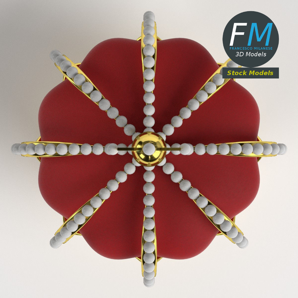 Imperial crown with orb and cross 3D model_6