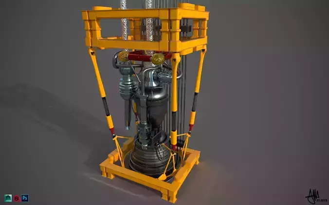 PBR Merlin Engine Test Rig 3D