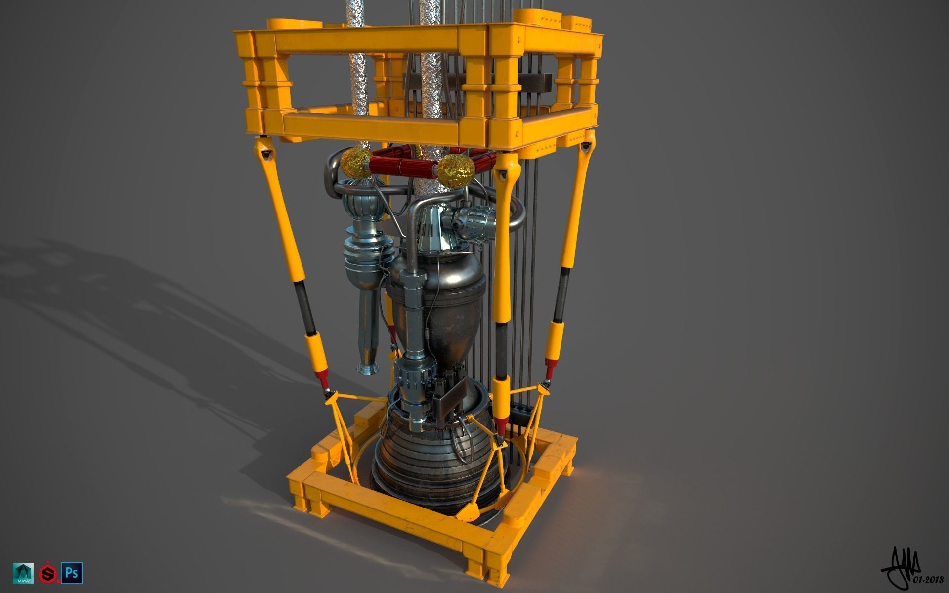 Engine Test Rig 3d Model PBR Merlin Engine Test Rig 3D 3D model | CGTrader