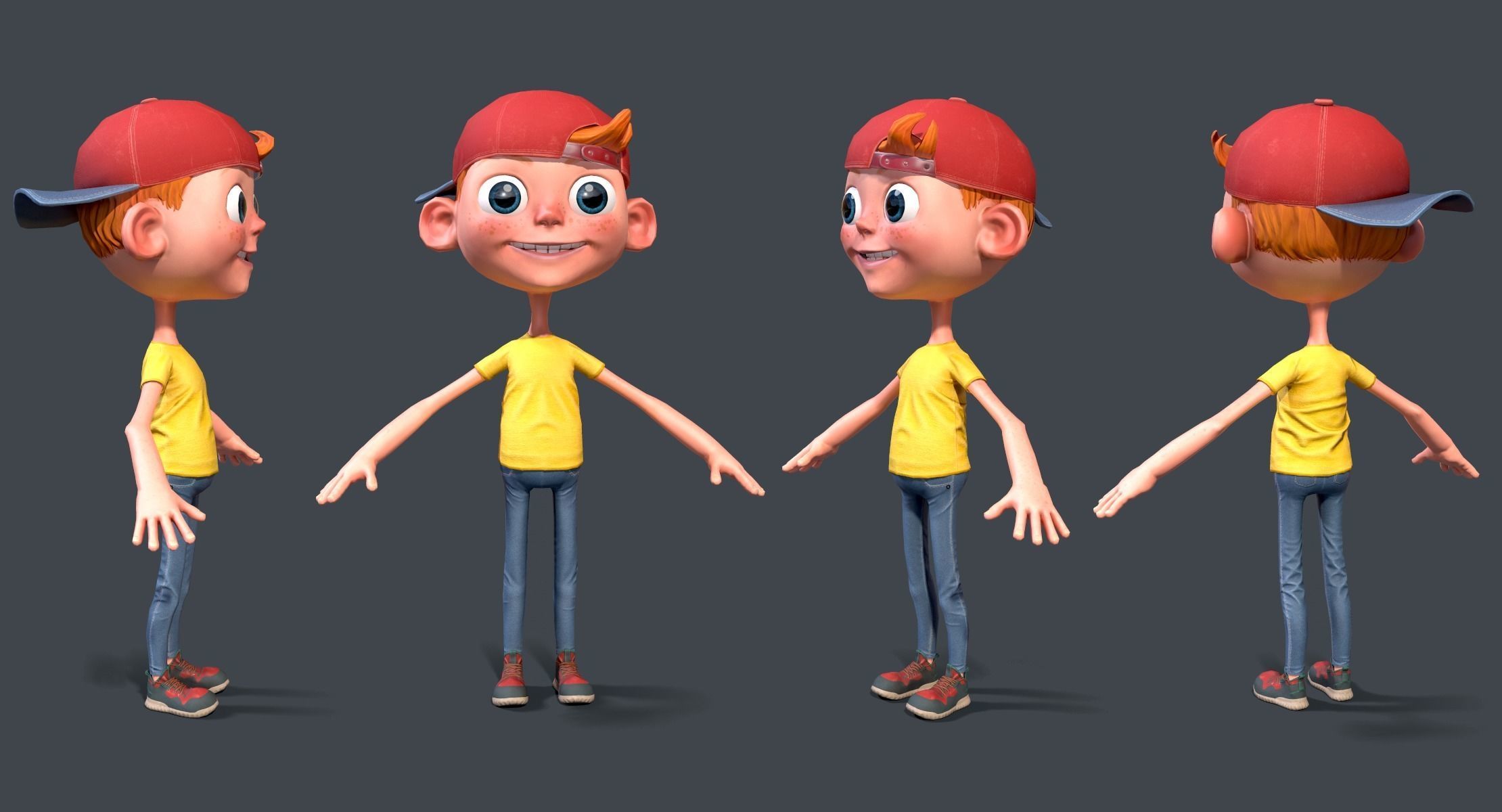 Game ready cartoon boy model  Low-poly 3D model_2