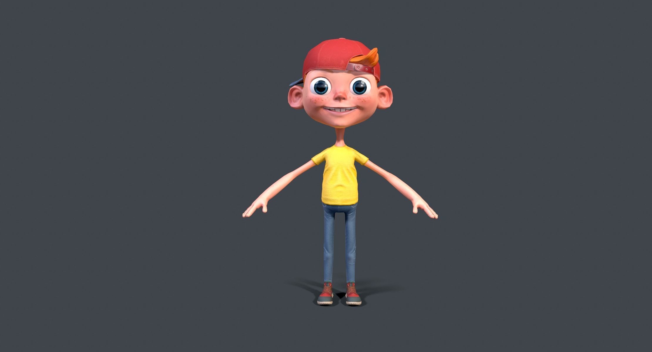 Game ready cartoon boy model  Low-poly 3D model_1