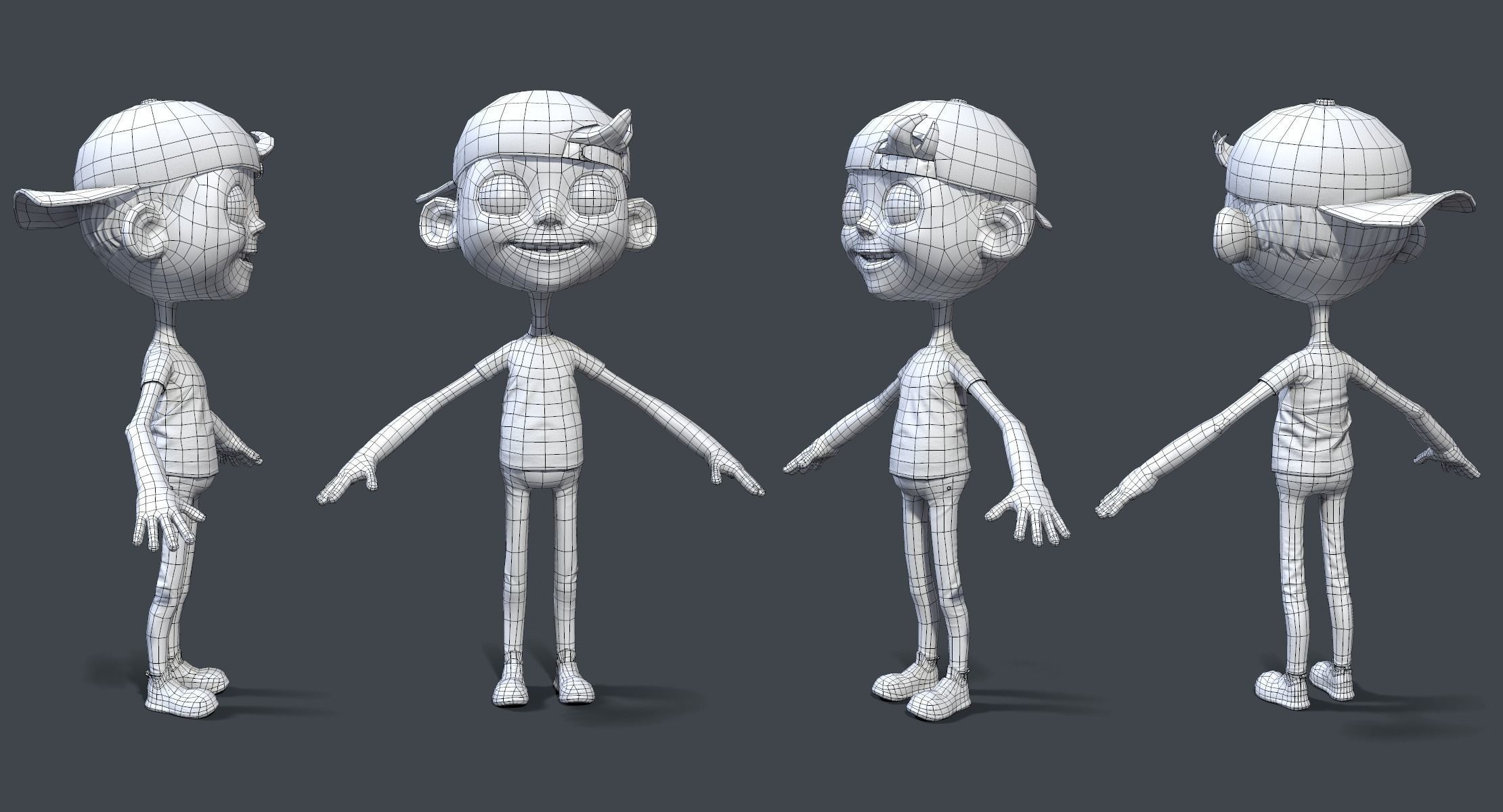 Game ready cartoon boy model  Low-poly 3D model_3