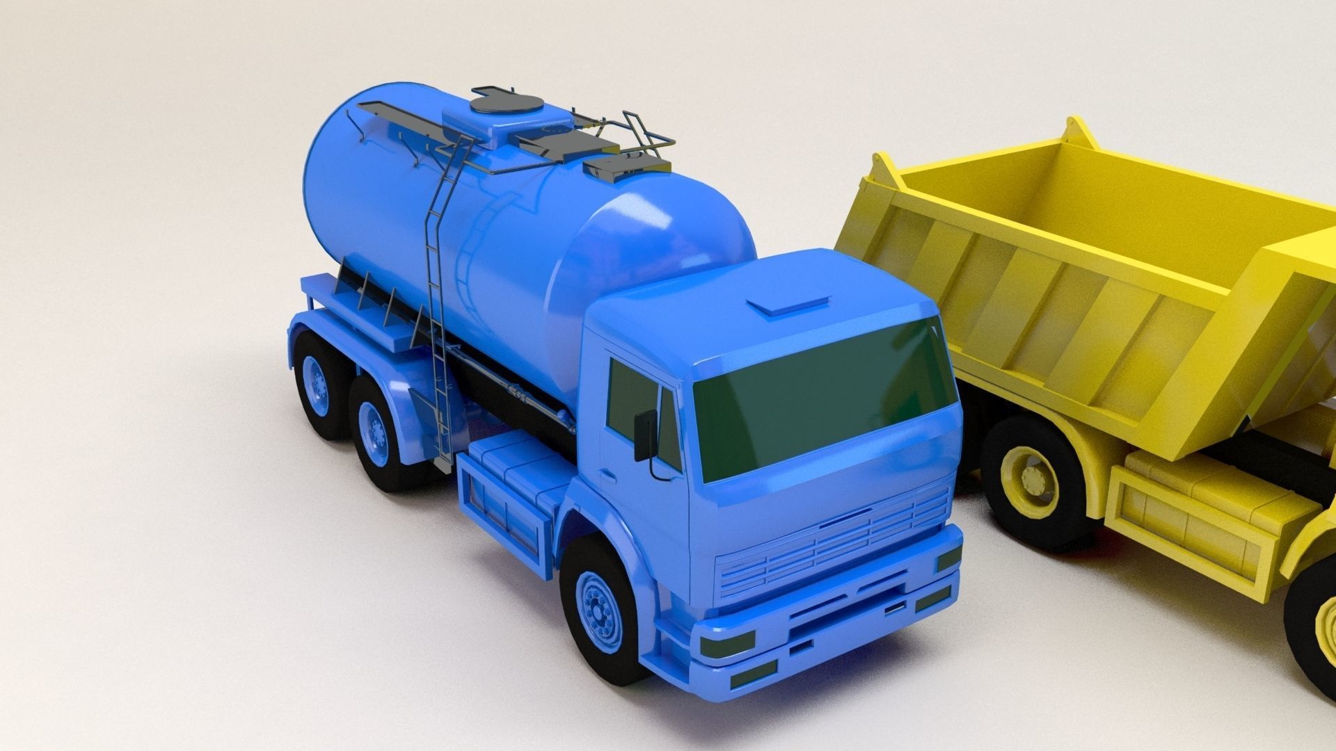 Toy Trucks Set Low-poly 3D model_5
