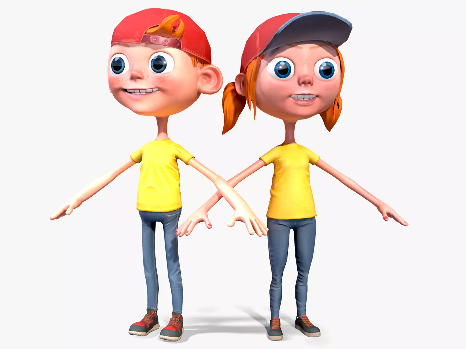 Cartoon Boy and Girl 3D Model Collection_0