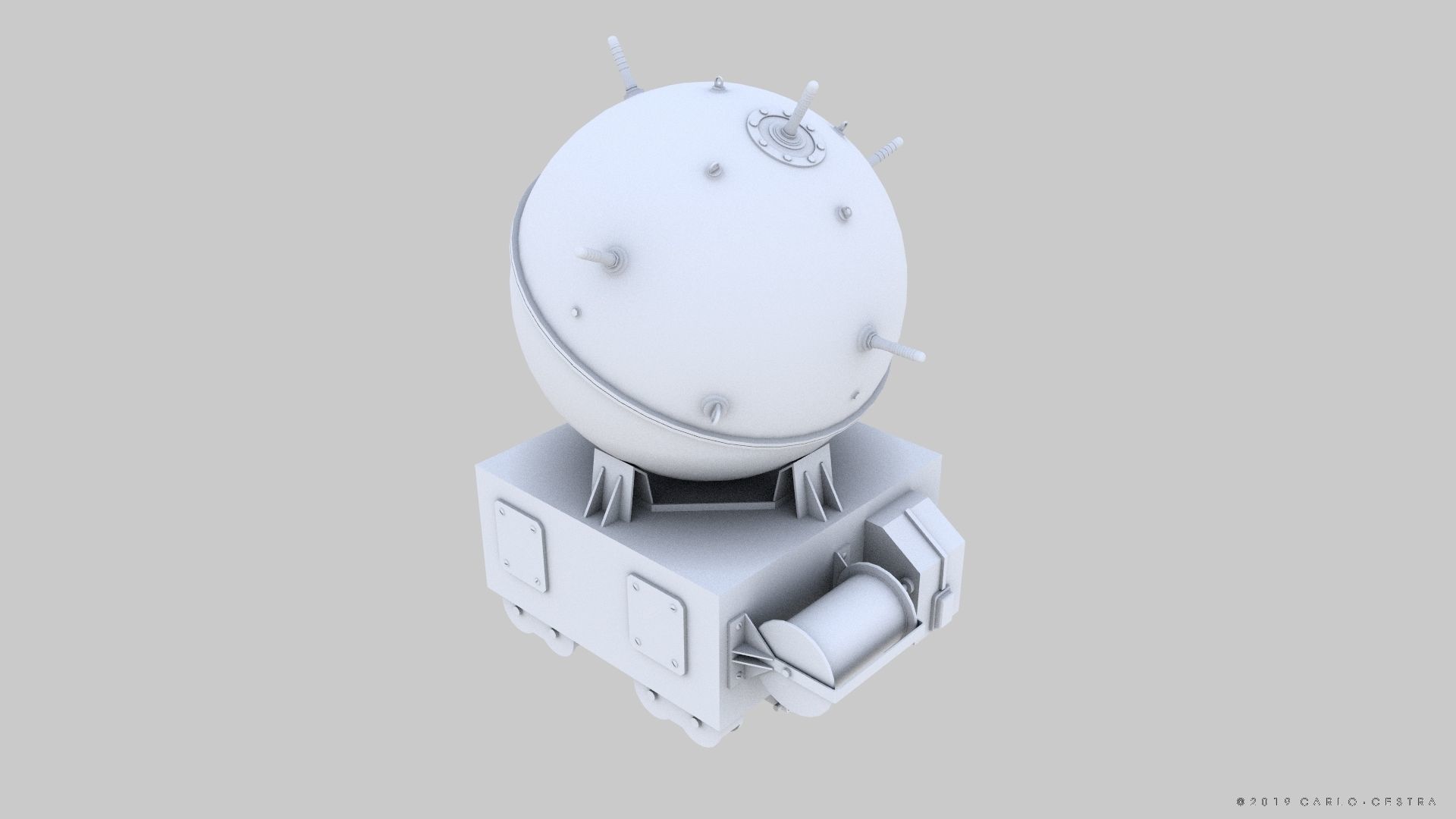 Naval mine Low-poly 3D model_14