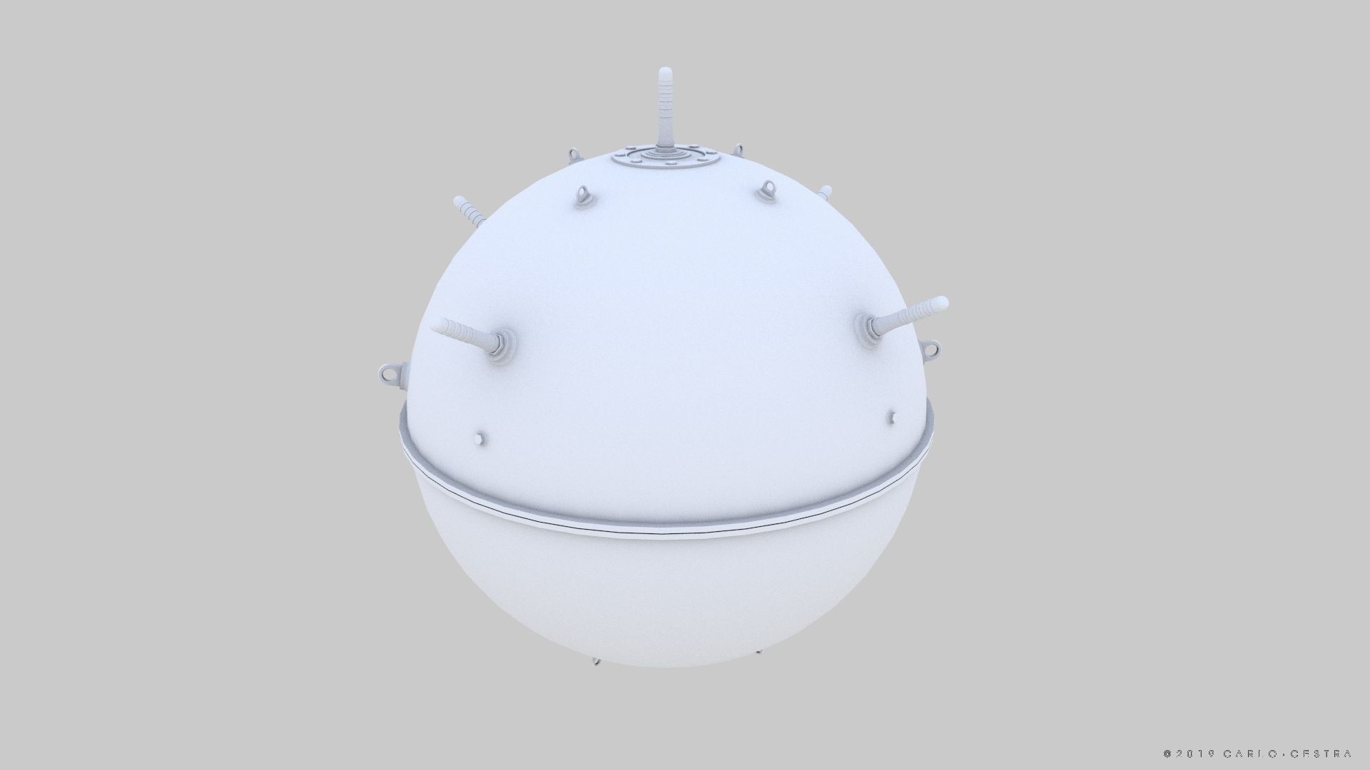 Naval mine Low-poly 3D model_19