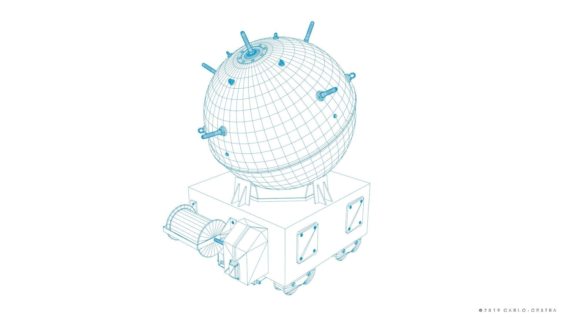 Naval mine Low-poly 3D model_31