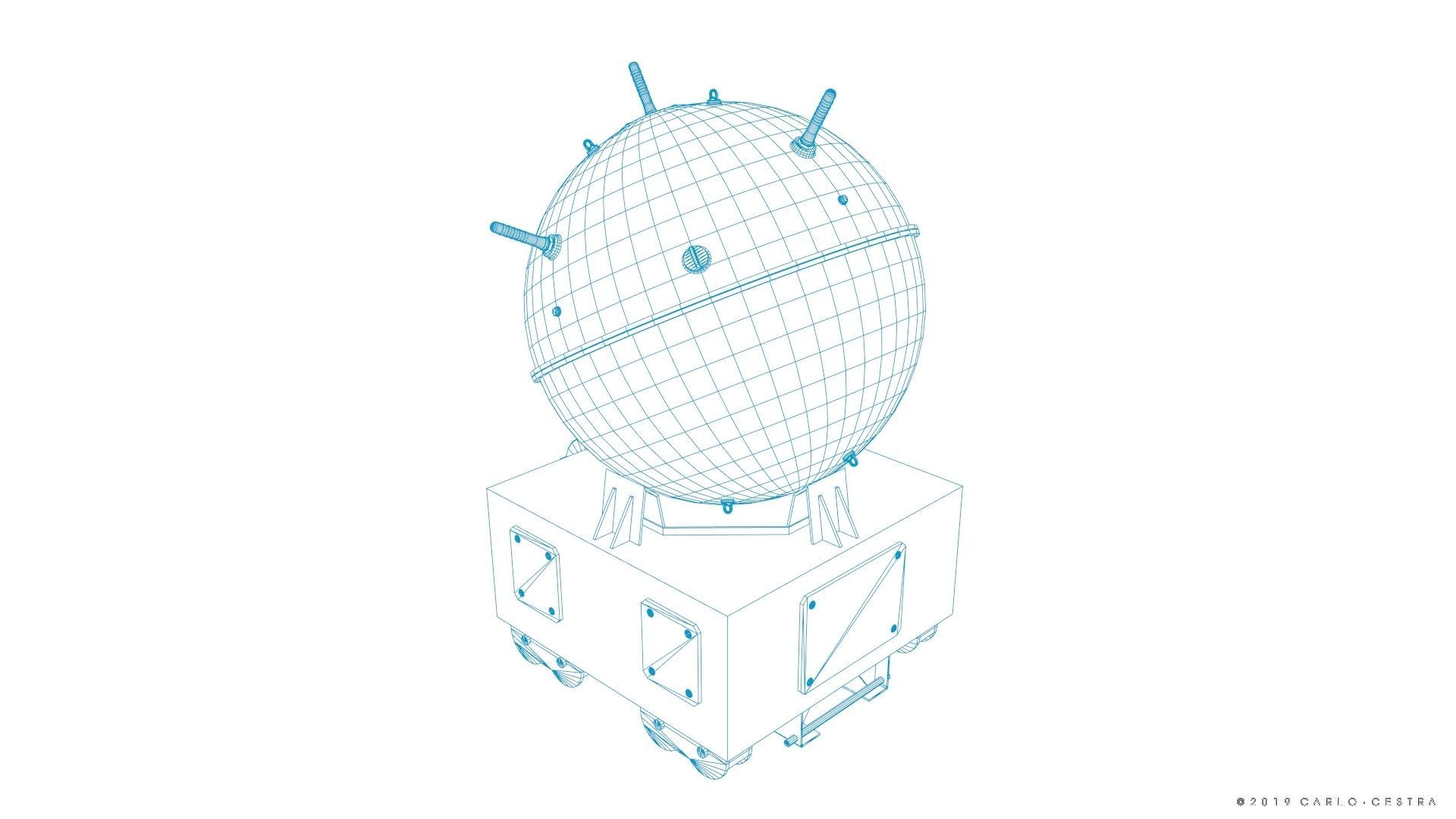 Naval mine Low-poly 3D model_23