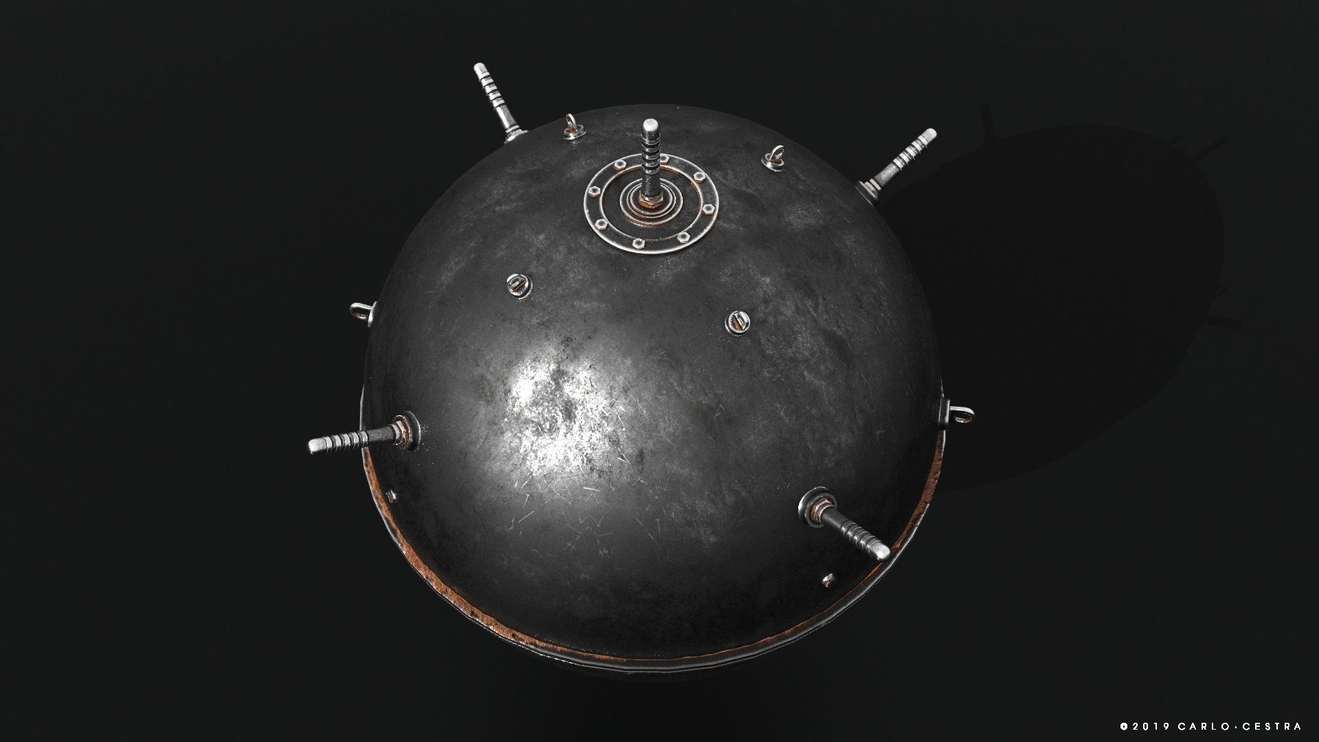 Naval mine Low-poly 3D model_9