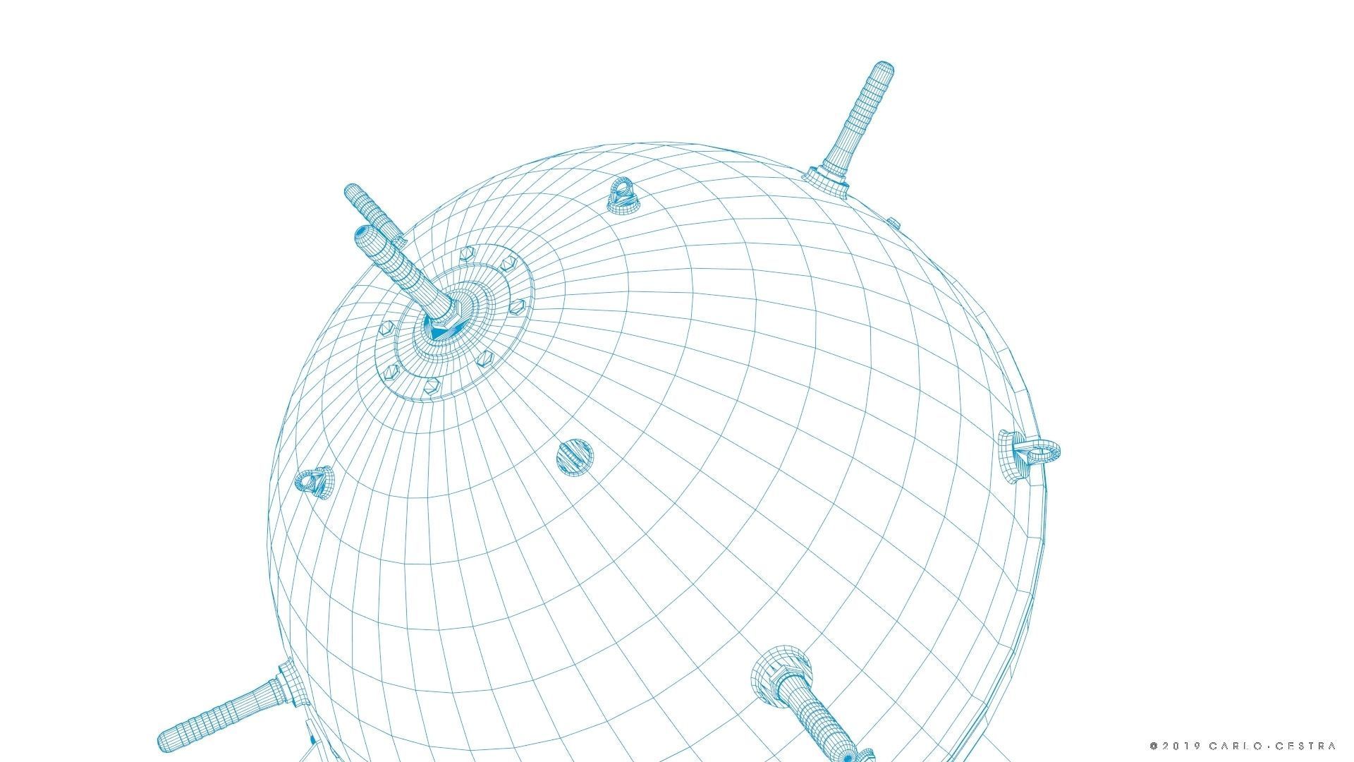 Naval mine Low-poly 3D model_29