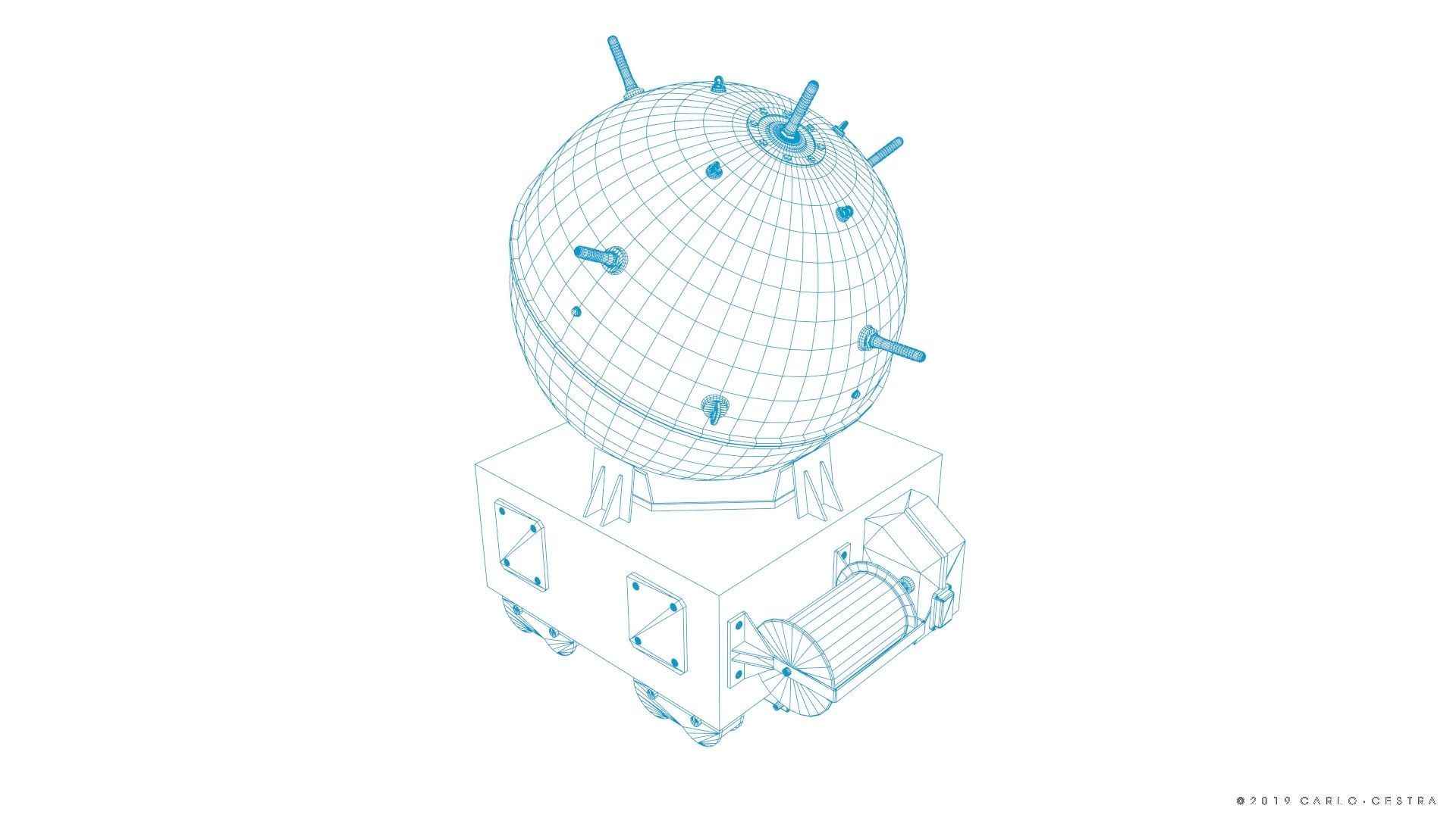 Naval mine Low-poly 3D model_22