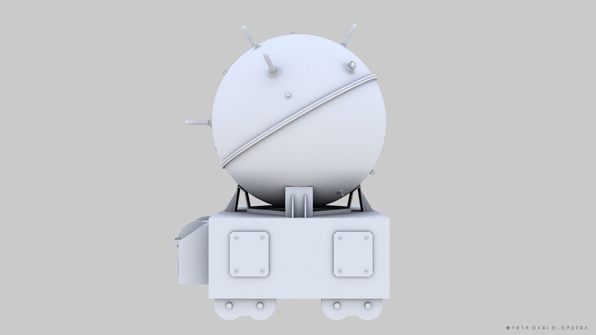 Naval mine Low-poly 3D model_18