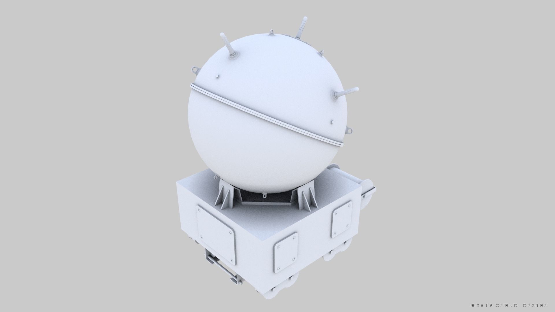 Naval mine Low-poly 3D model_15