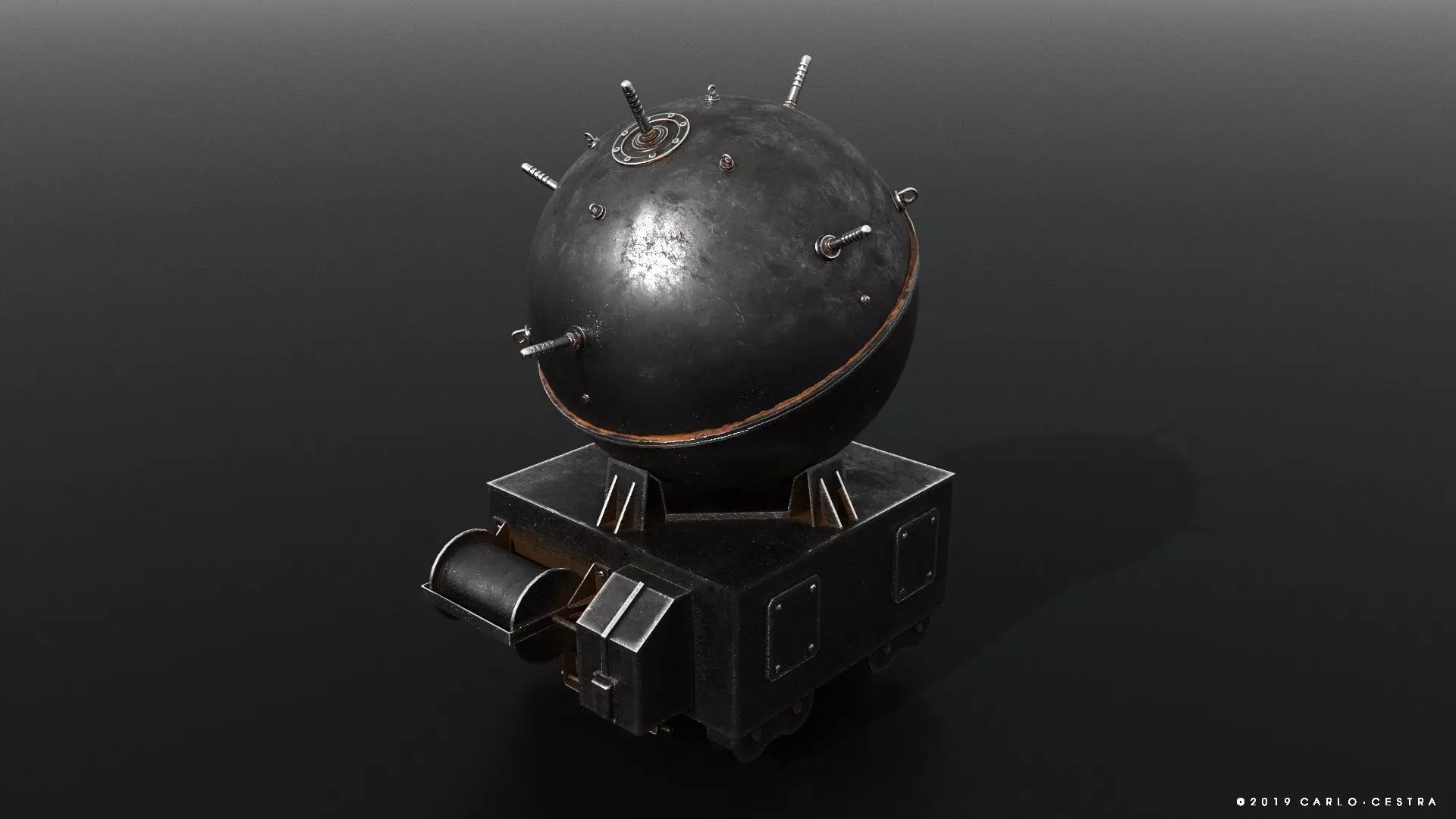 Naval mine Low-poly 3D model_0