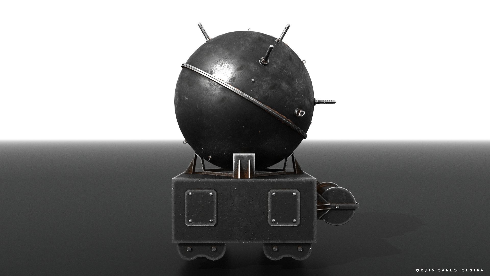 Naval mine Low-poly 3D model_6