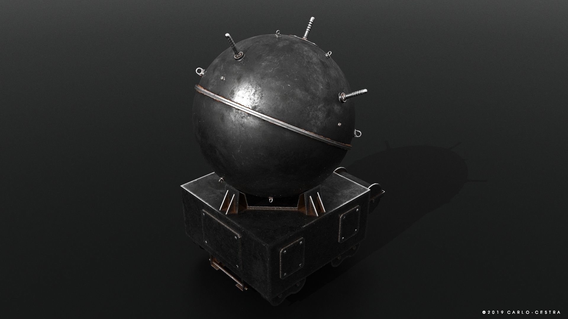 Naval mine Low-poly 3D model_2