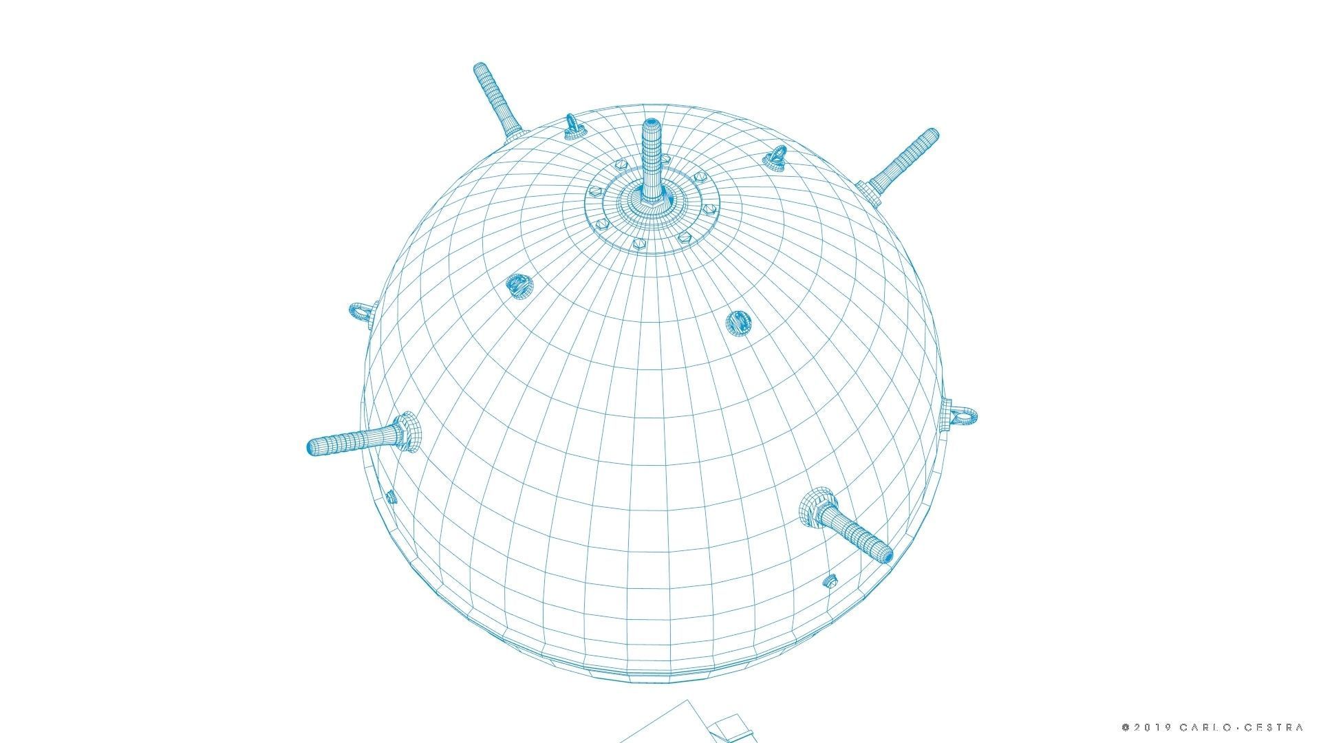 Naval mine Low-poly 3D model_30