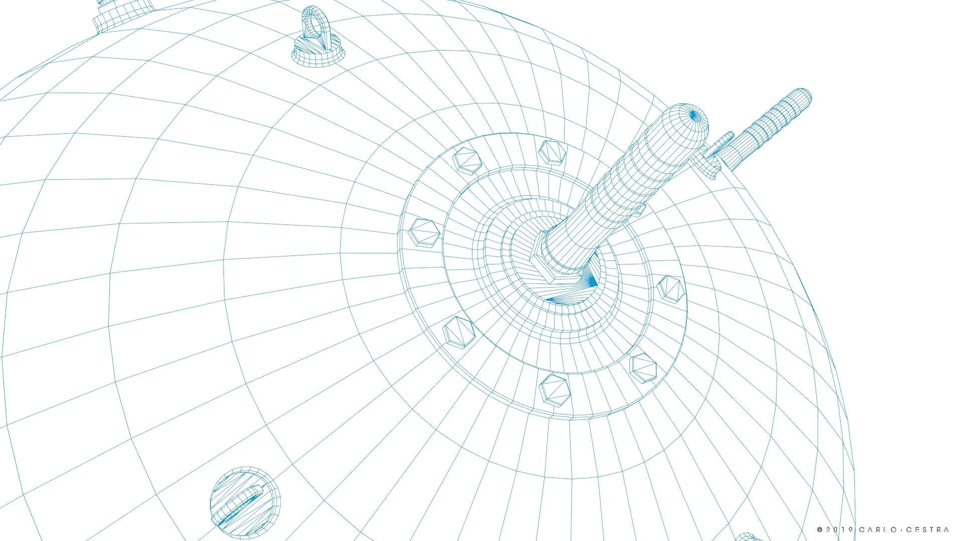 Naval mine Low-poly 3D model_26