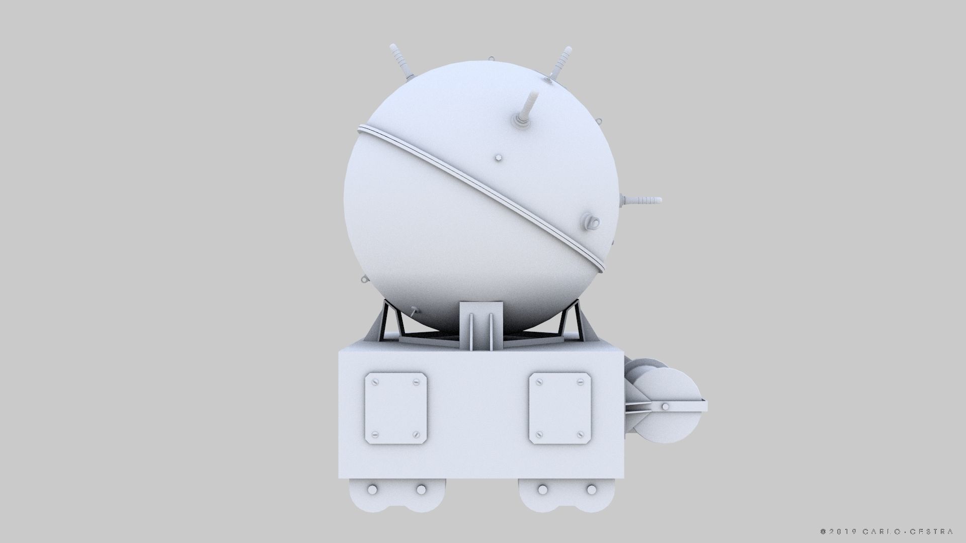 Naval mine Low-poly 3D model_17