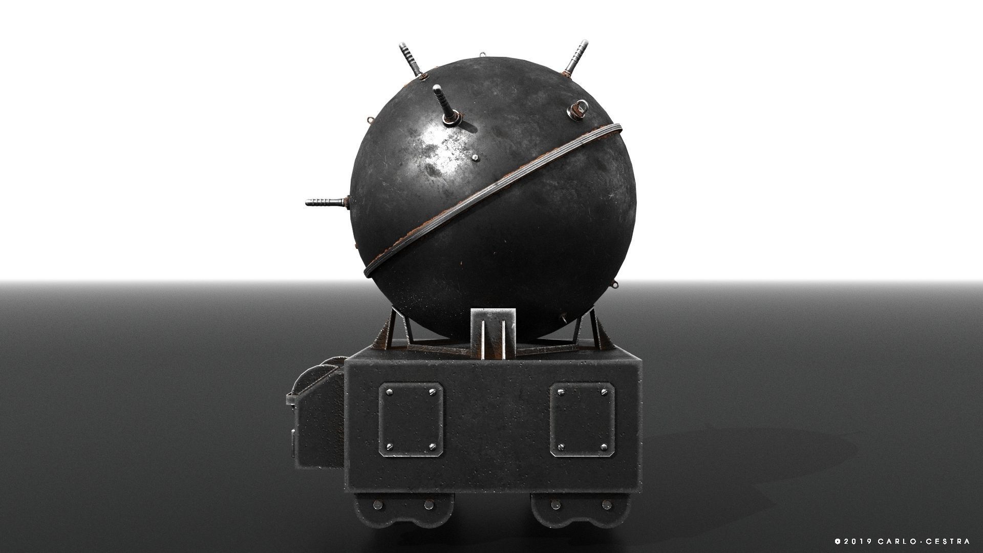 Naval mine Low-poly 3D model_7
