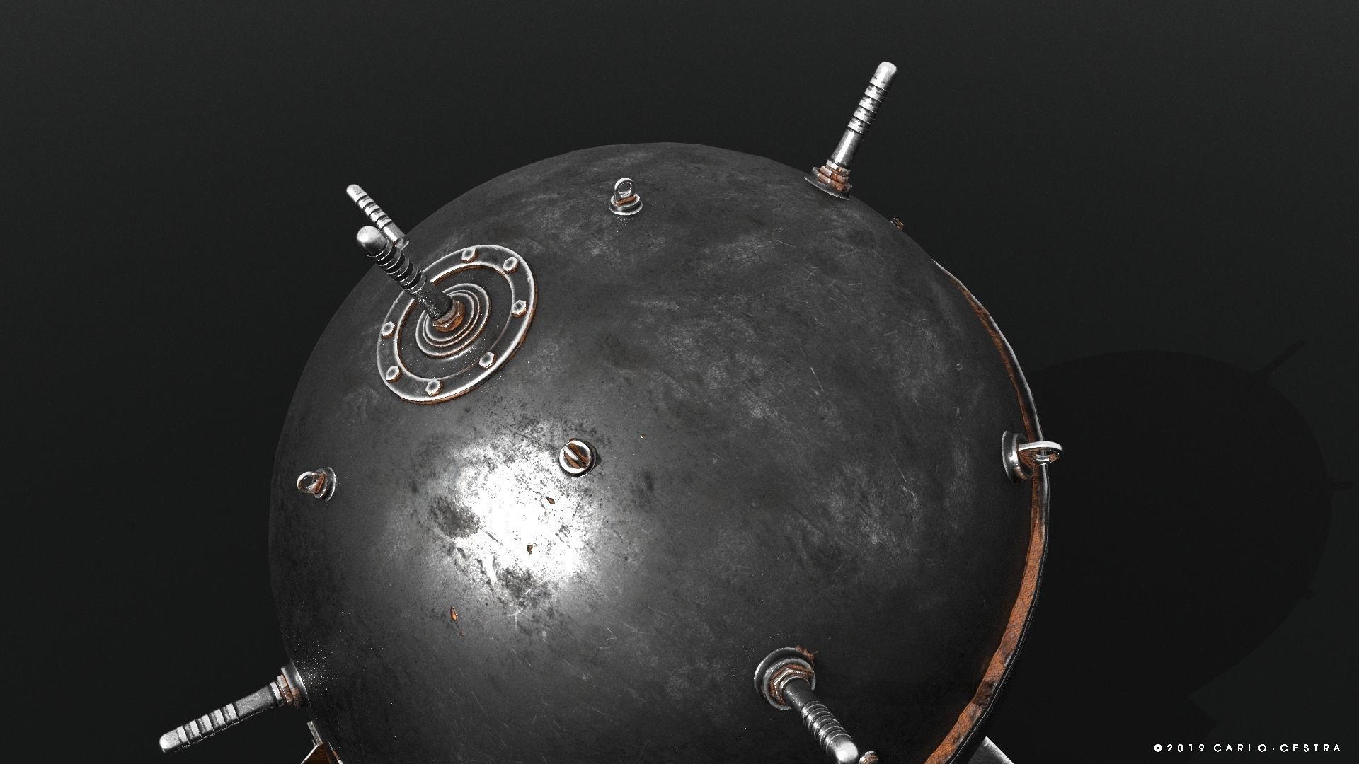 Naval mine Low-poly 3D model_4