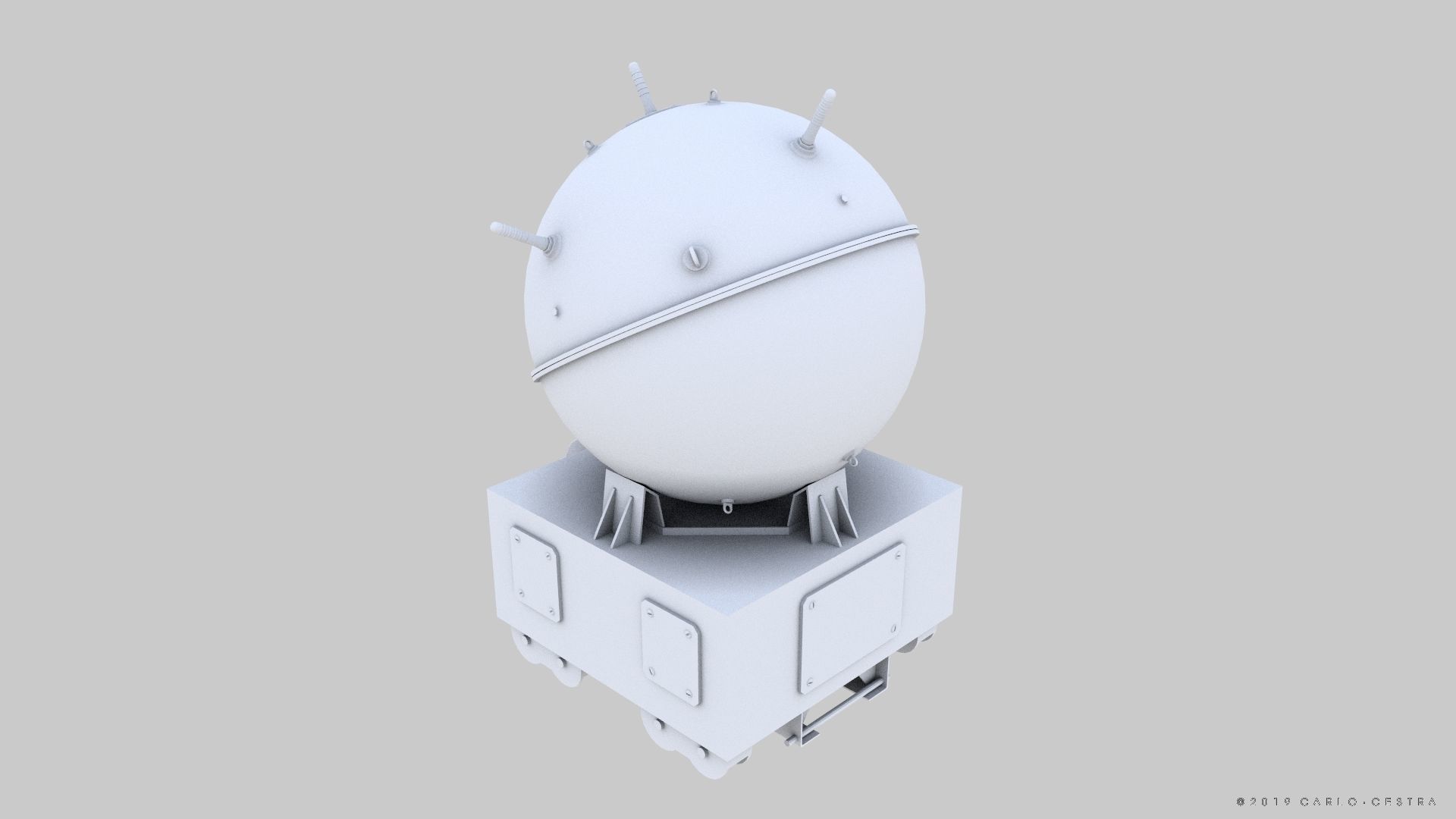 Naval mine Low-poly 3D model_16