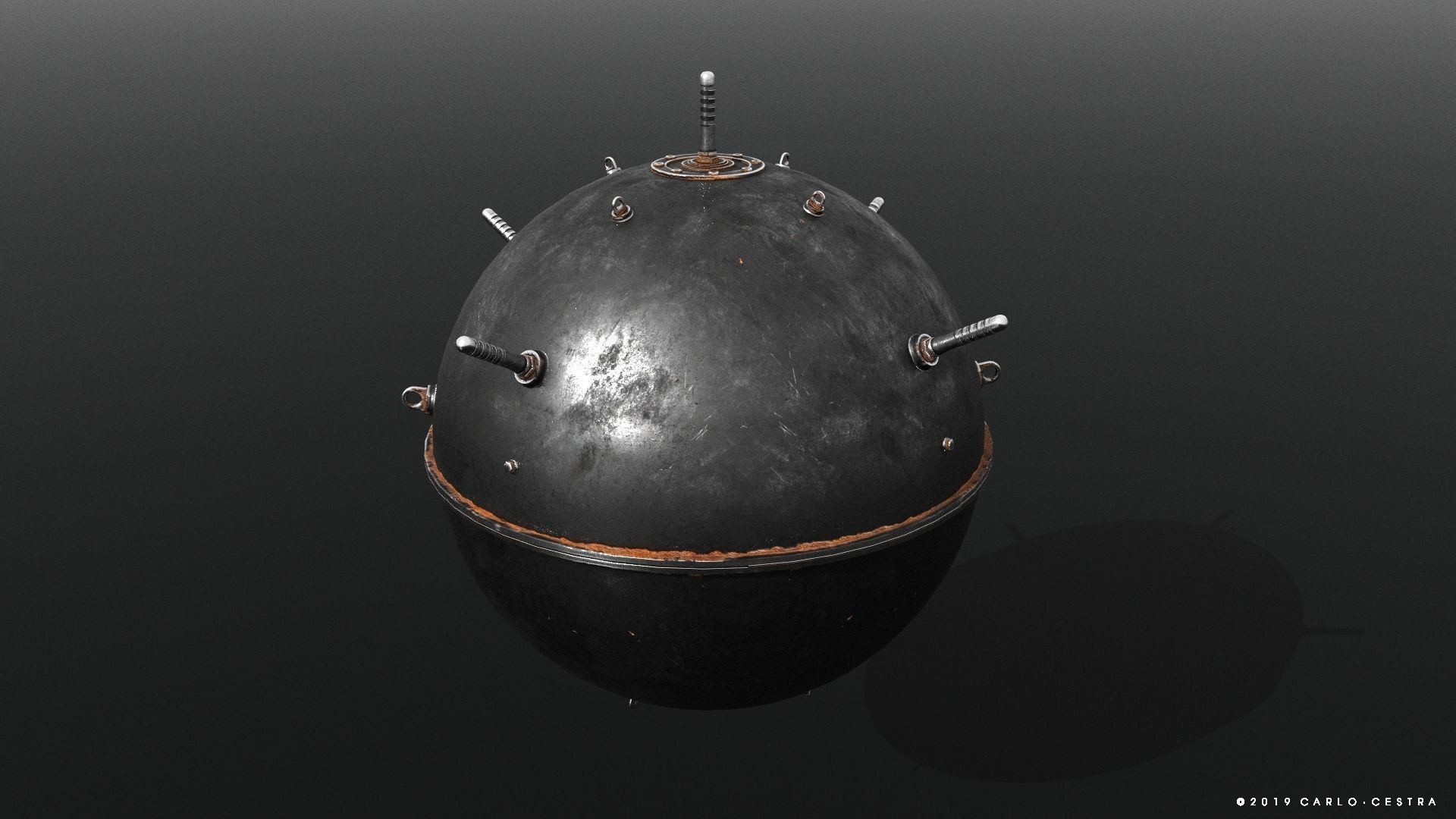 Naval mine Low-poly 3D model_8